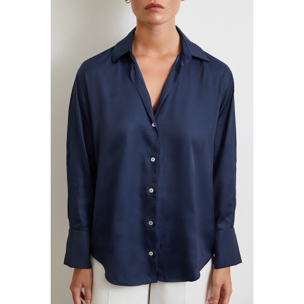 Diagonal Desen Gömlek Lacivert