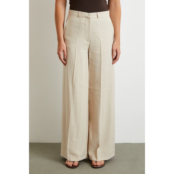 Geniş Paça Palazzo Pantolon Taş