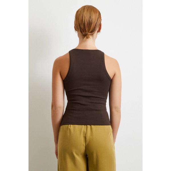 Basit Crop Top Kahve