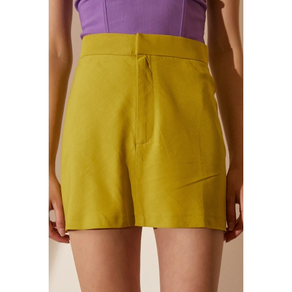 Yüksek Bel Şort Hardal