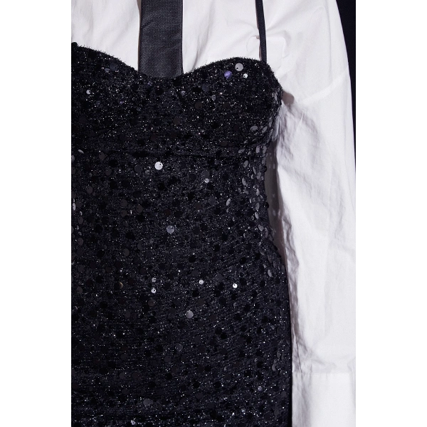 Askılı Pul Elbise Siyah