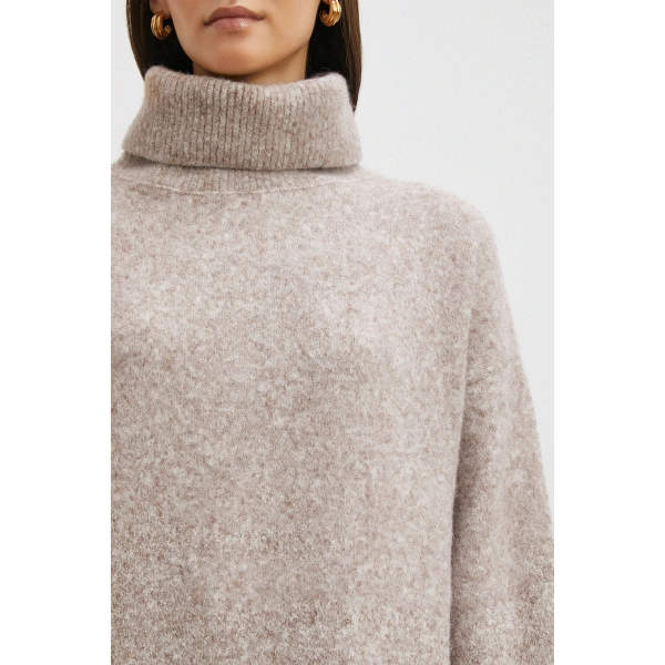 Balıkçı Yaka Uzun Kollu Kazak Gri