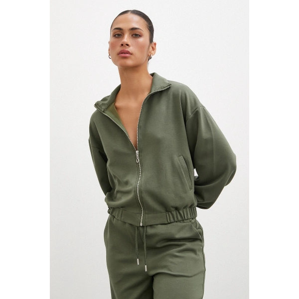 Lastikli Cepli Eşofman Altı Haki