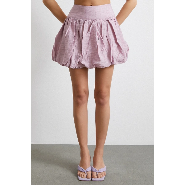 Astarlı Balon Etek Lila