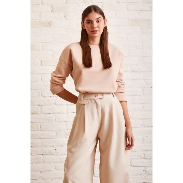 Bisiklet Yaka Oversize Sweatshirt Somon