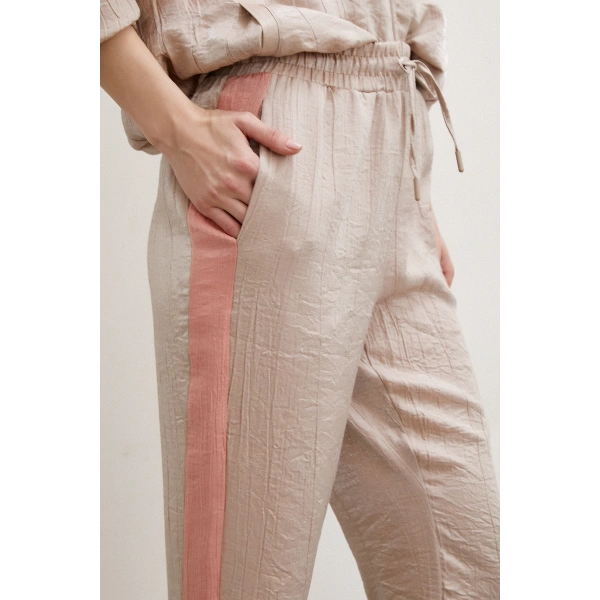 Yanı Şeritli Jogger Eşofman Altı Bej