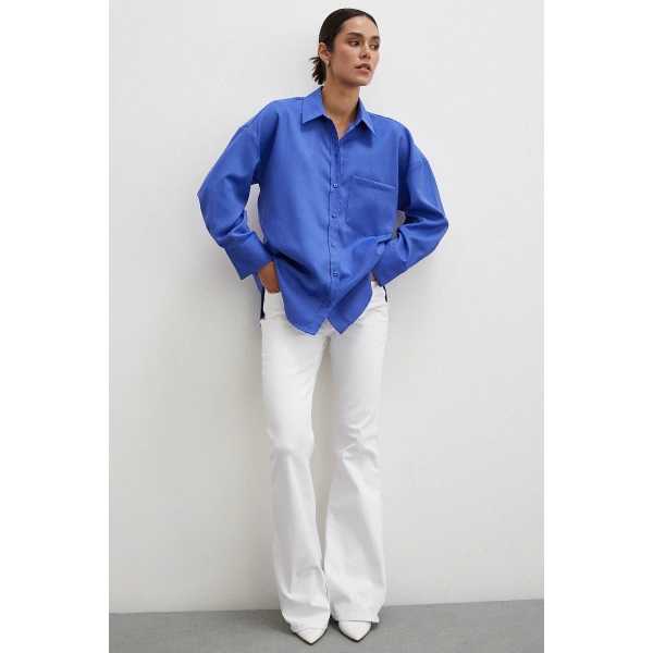 Robalı Klasik Gömlek Lacivert