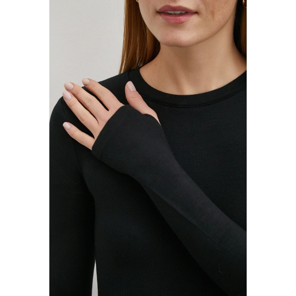 Kol Yırtmaçlı Bluz Siyah