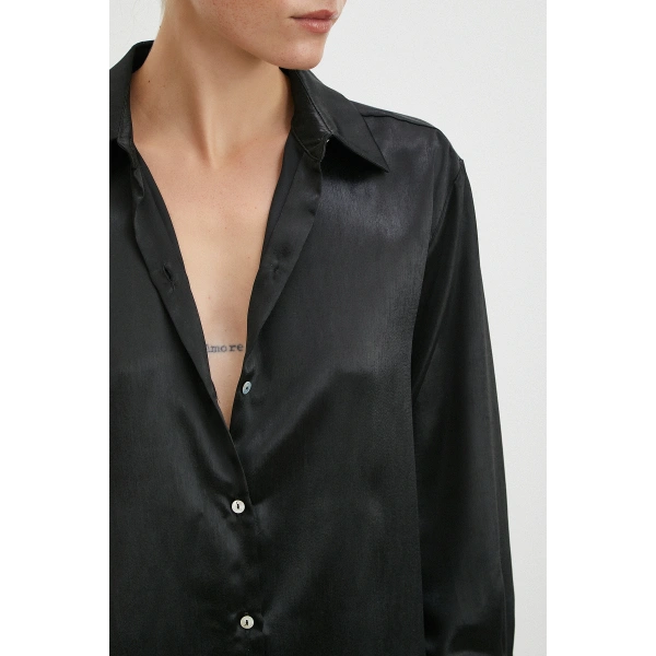 Klasik Saten Gömlek Siyah