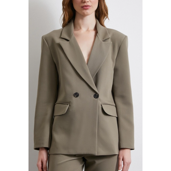 Klasik Poliviskon Ceket Haki