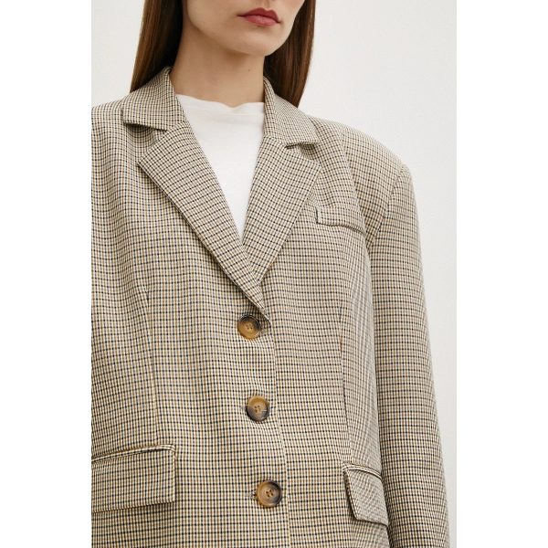 Ekose Blazer Ceket Kahve