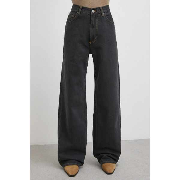 Beş Cepli Yüksek Bel Jean Siyah