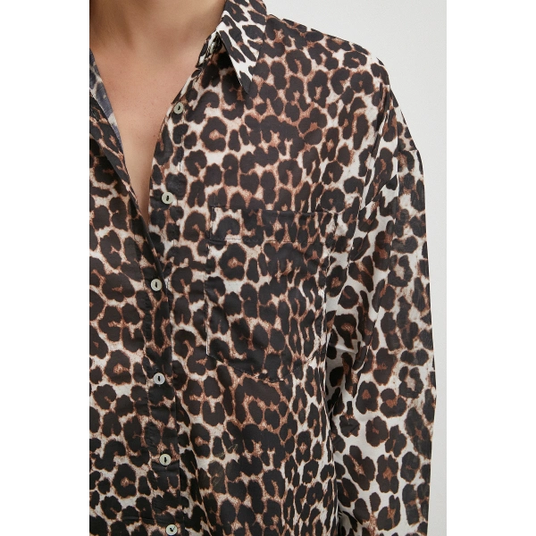 Leopar Desen Gömlek Siyah
