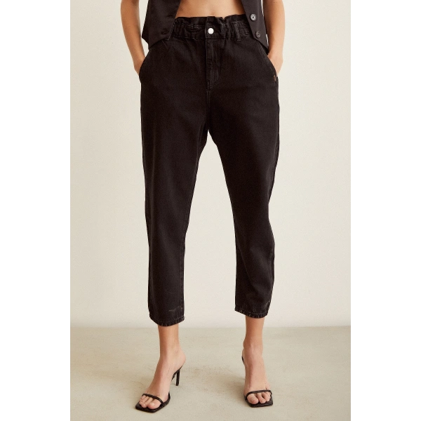 Beli Lastikli Mom Jean Siyah