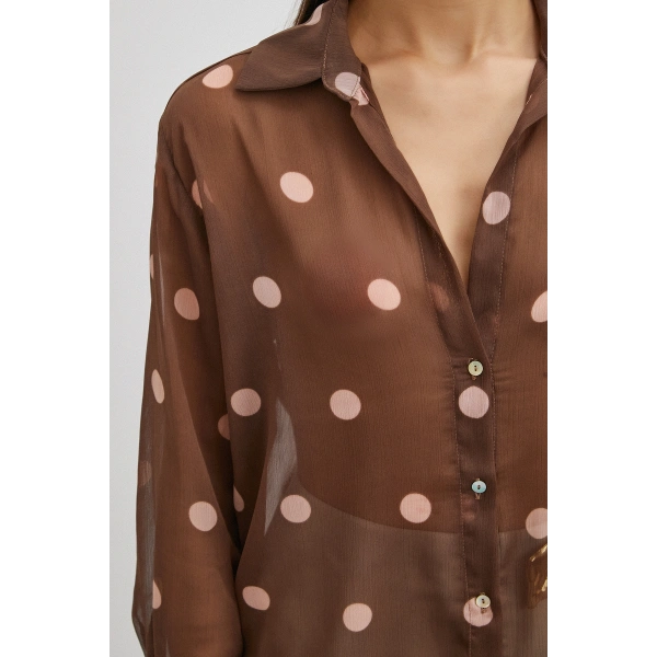 Desenli Yoryo Gömlek Kahve