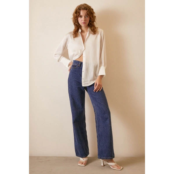 Basic Saten Gömlek Kırık Beyaz