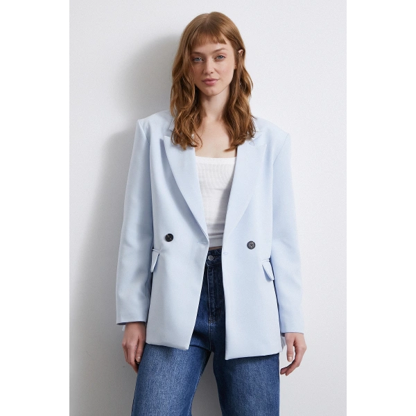 Klasik Poliviskon Ceket Mavi