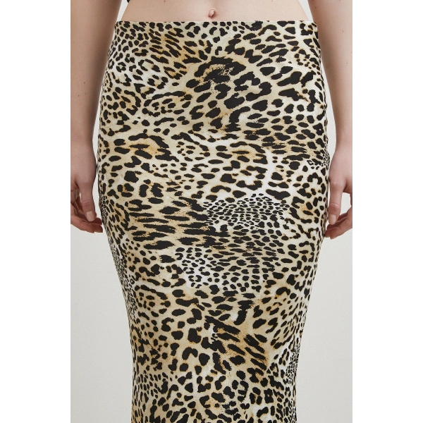 Leopar Desenli Verev Etek Ekru