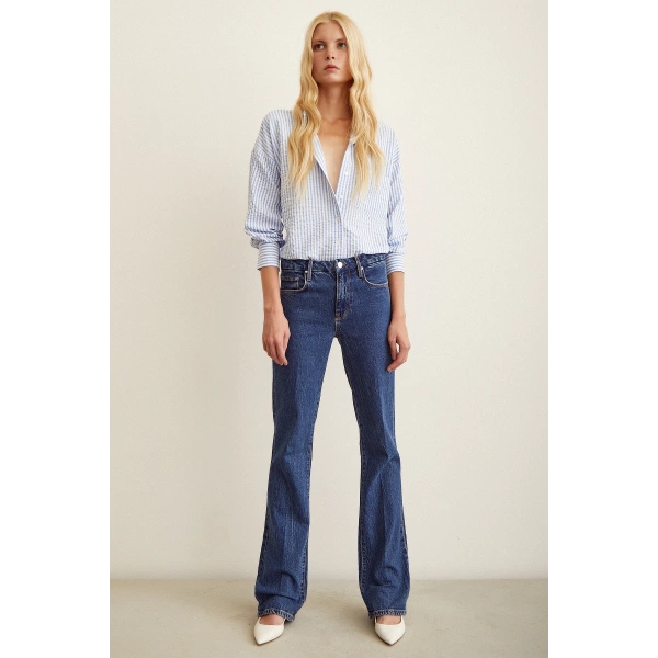 Çizgili Gömlek Mavi