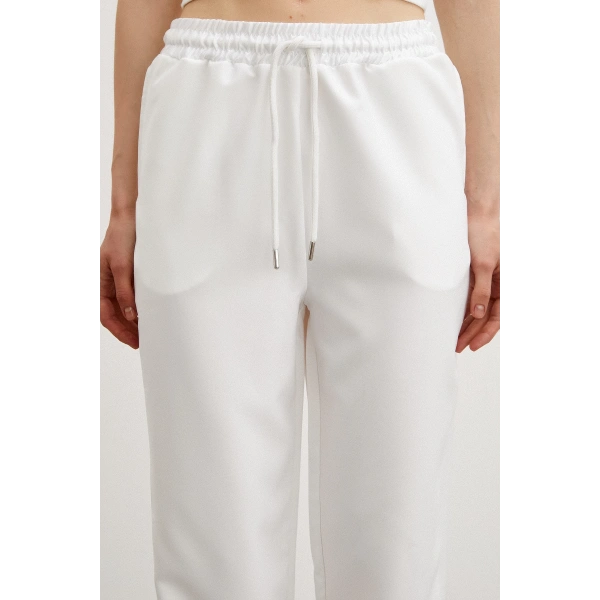 Likralı Eşofman Altı Beyaz