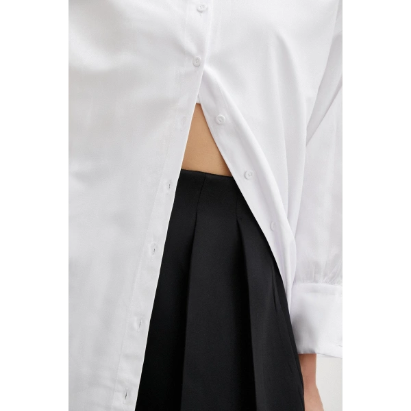 Gömlek Etek Elbise Siyah