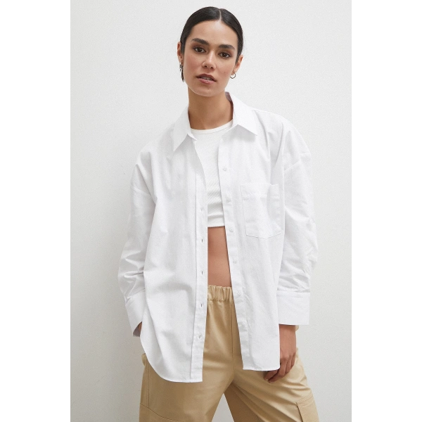 Regular Fit Poplin Gömlek Beyaz