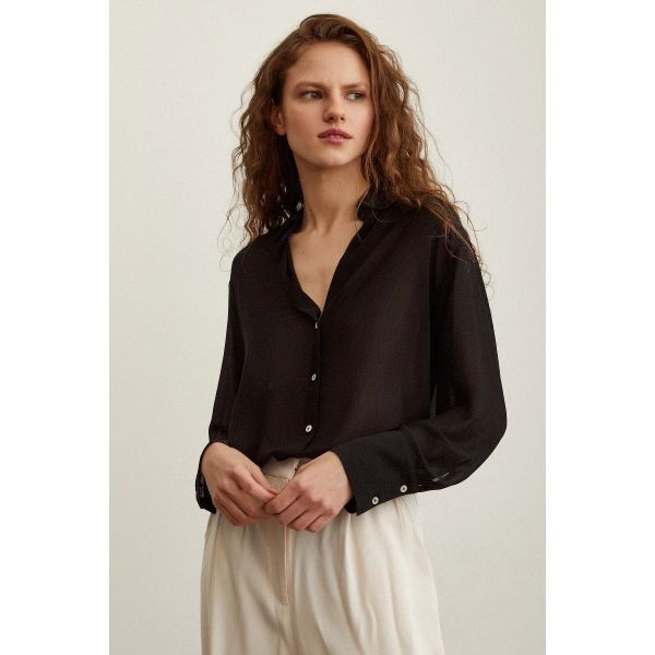 Şifon Gömlek Siyah