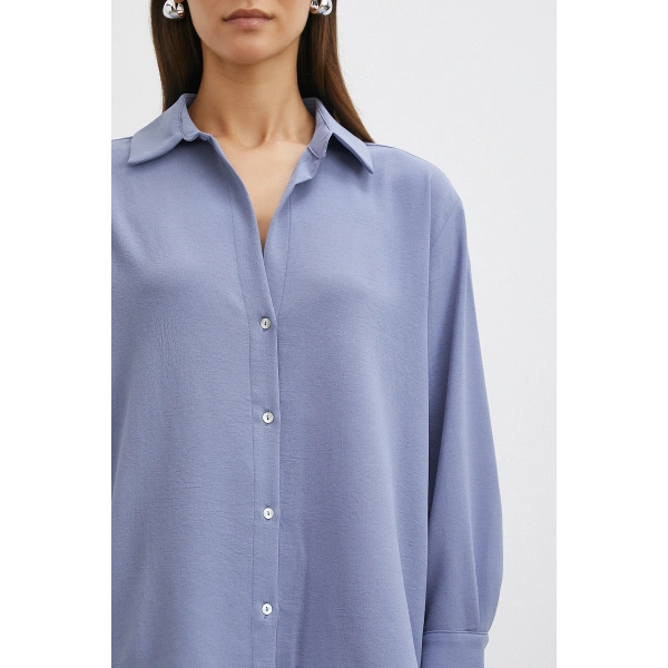 Basic Polyester Gömlek İndigo