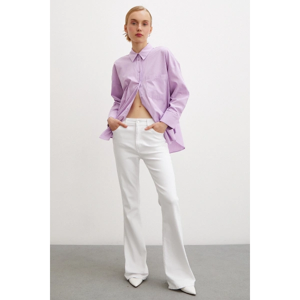 Regular Fit Poplin Gömlek Lila