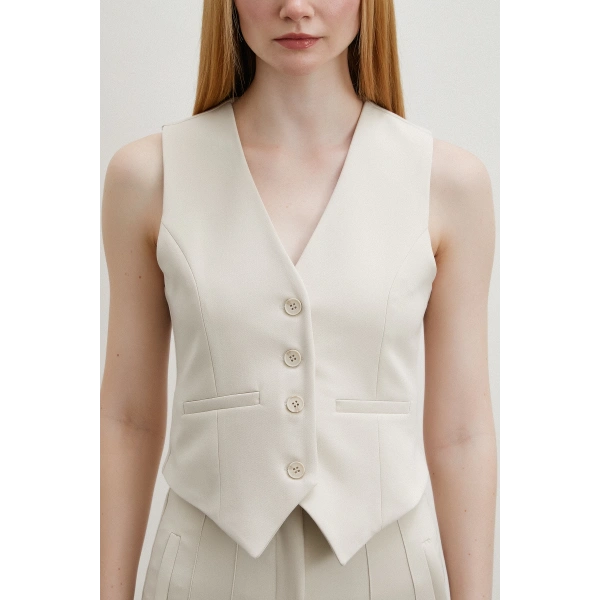 Astarlı Kuplu Yelek Bej