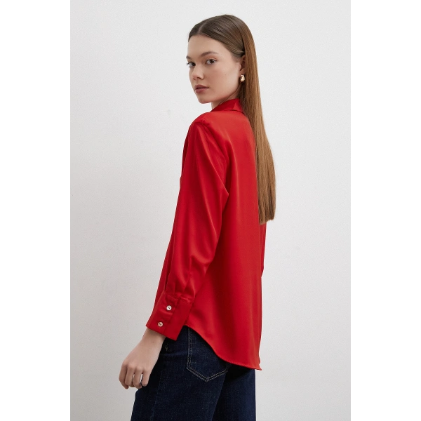 Cupra Saten Gömlek Kırmızı