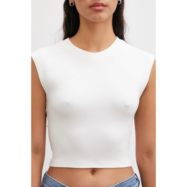 Sıfır Kol T-shirt Beyaz