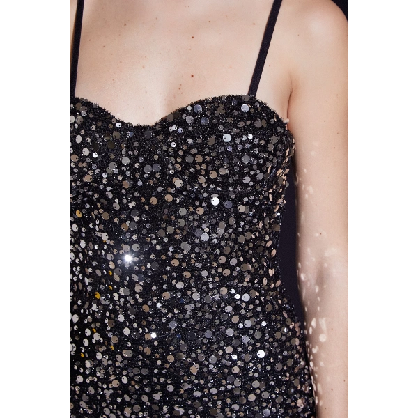 Askılı Pul Elbise Gümüş