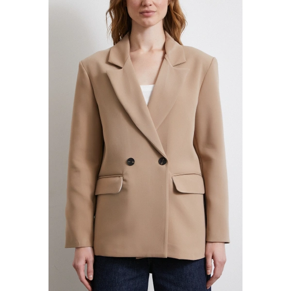 Klasik Poliviskon Ceket Bej