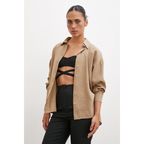 Basic Modal Gömlek Camel