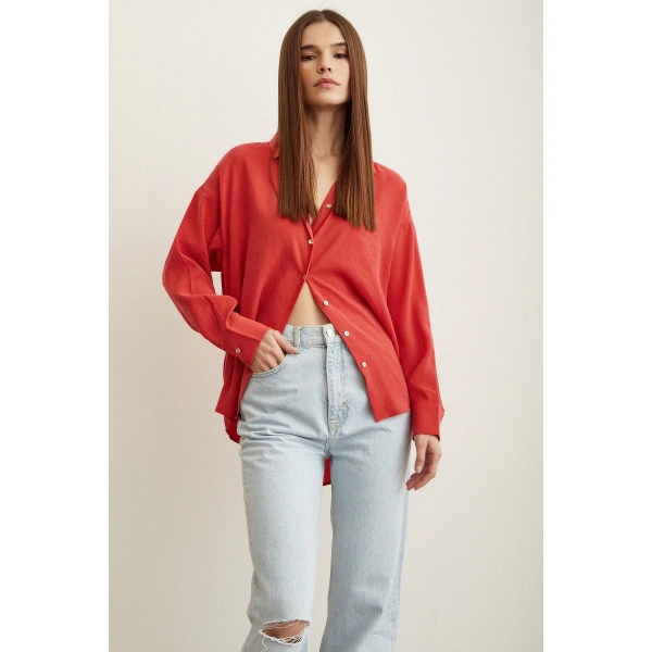 Basic Modal Gömlek Mercan