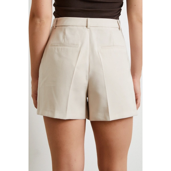 Piliseli Şort Etek Vizon