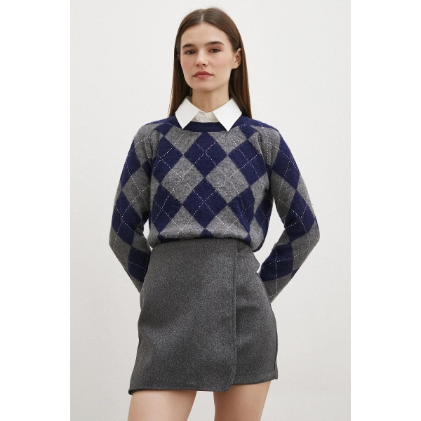 Önü Katlı Kaşe Etek Antirasit