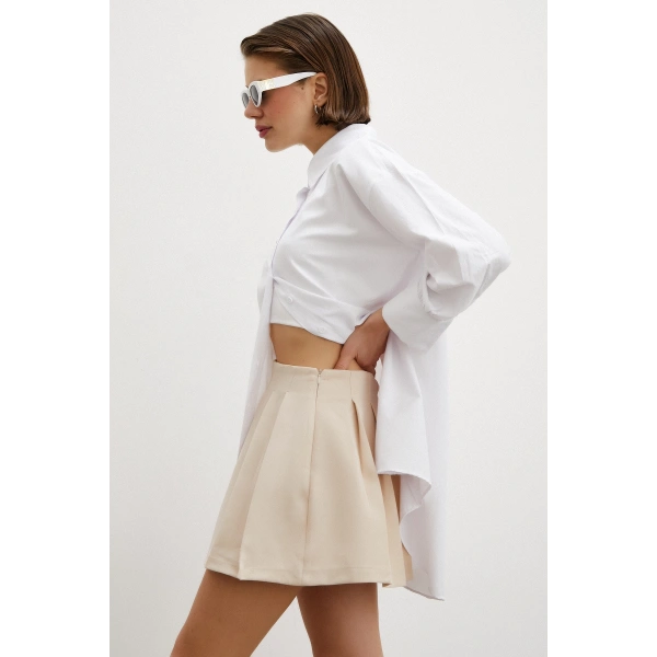 Gömlek Etek Elbise Krem