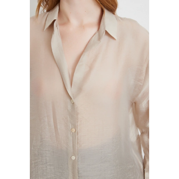 İnce Modal Gömlek Bej