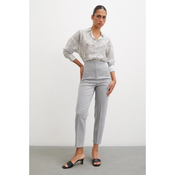 Damla Desenli Gömlek Gri