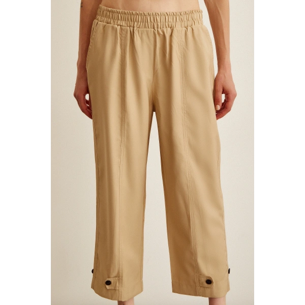 Lastikli Salaş Pantolon Bej