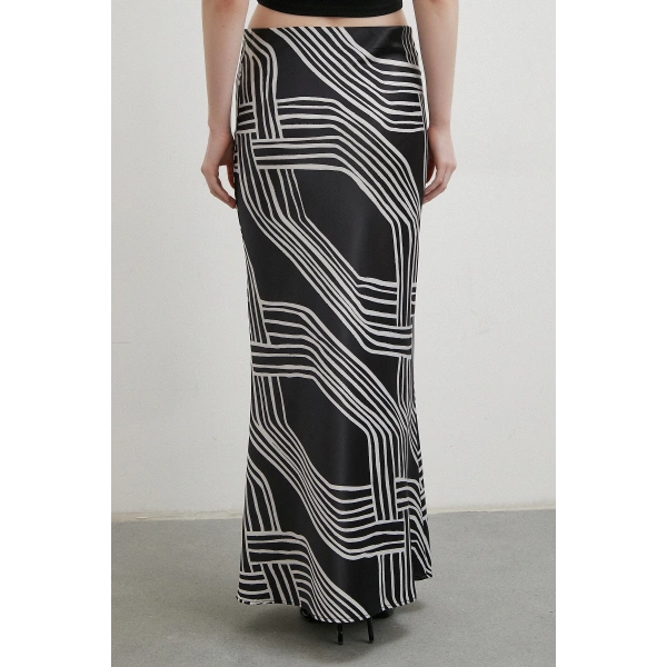 Desenli Maxi Verev Etek Siyah