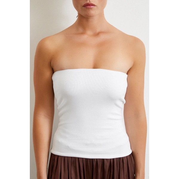 Straplez Top Beyaz