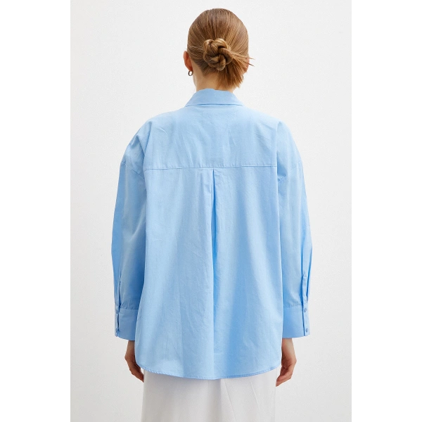 Regular Fit Poplin Gömlek Açık Mavi