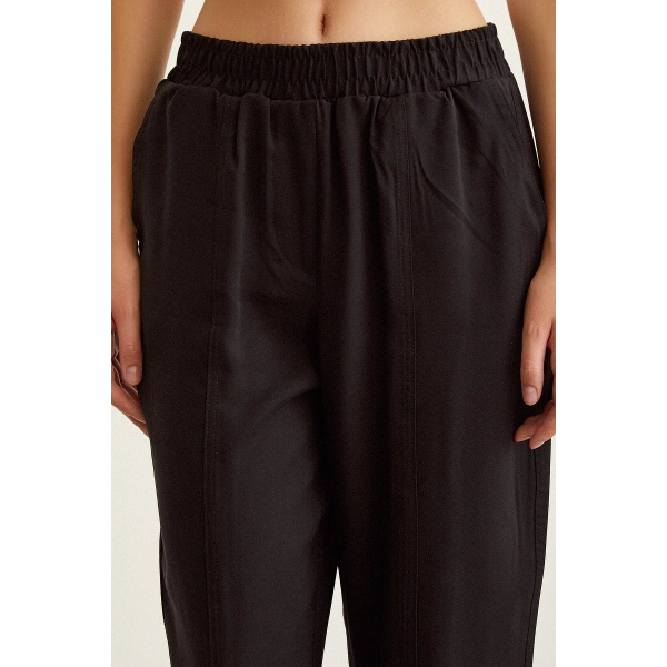 Lastikli Salaş Pantolon Siyah