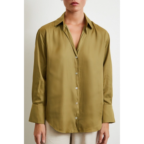 Diagonal Desen Gömlek Yeşil