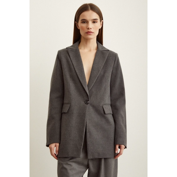 Slim Fit Blazer Ceket Gri