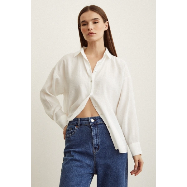 Basic Modal Gömlek Ekru
