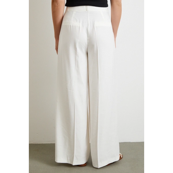 Geniş Paça Palazzo Pantolon Ekru